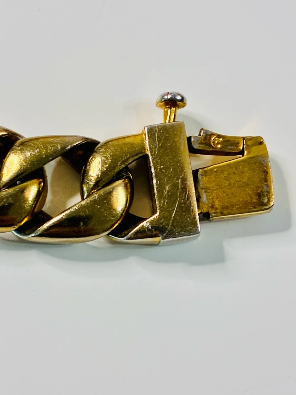 Men's Gold-Tone Cuban Link Bracelet HEAVY 90g Stainless Steel Pre loved